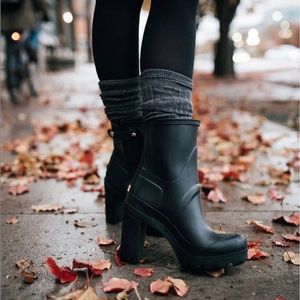 HUNTER Black High Heel Rainboot